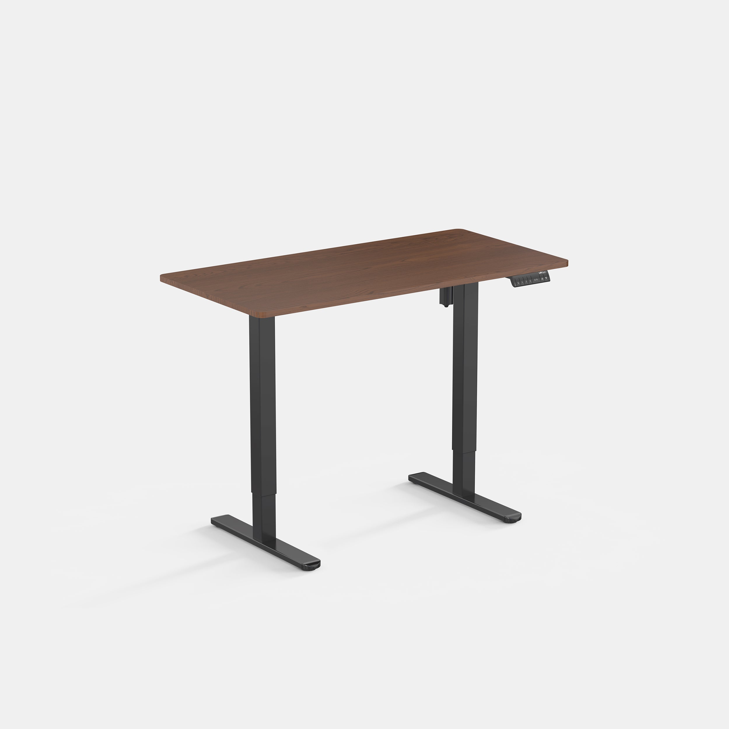 LiftSync Classic Electric Standing Desk With Walnut Desktop and Black Desk Frame