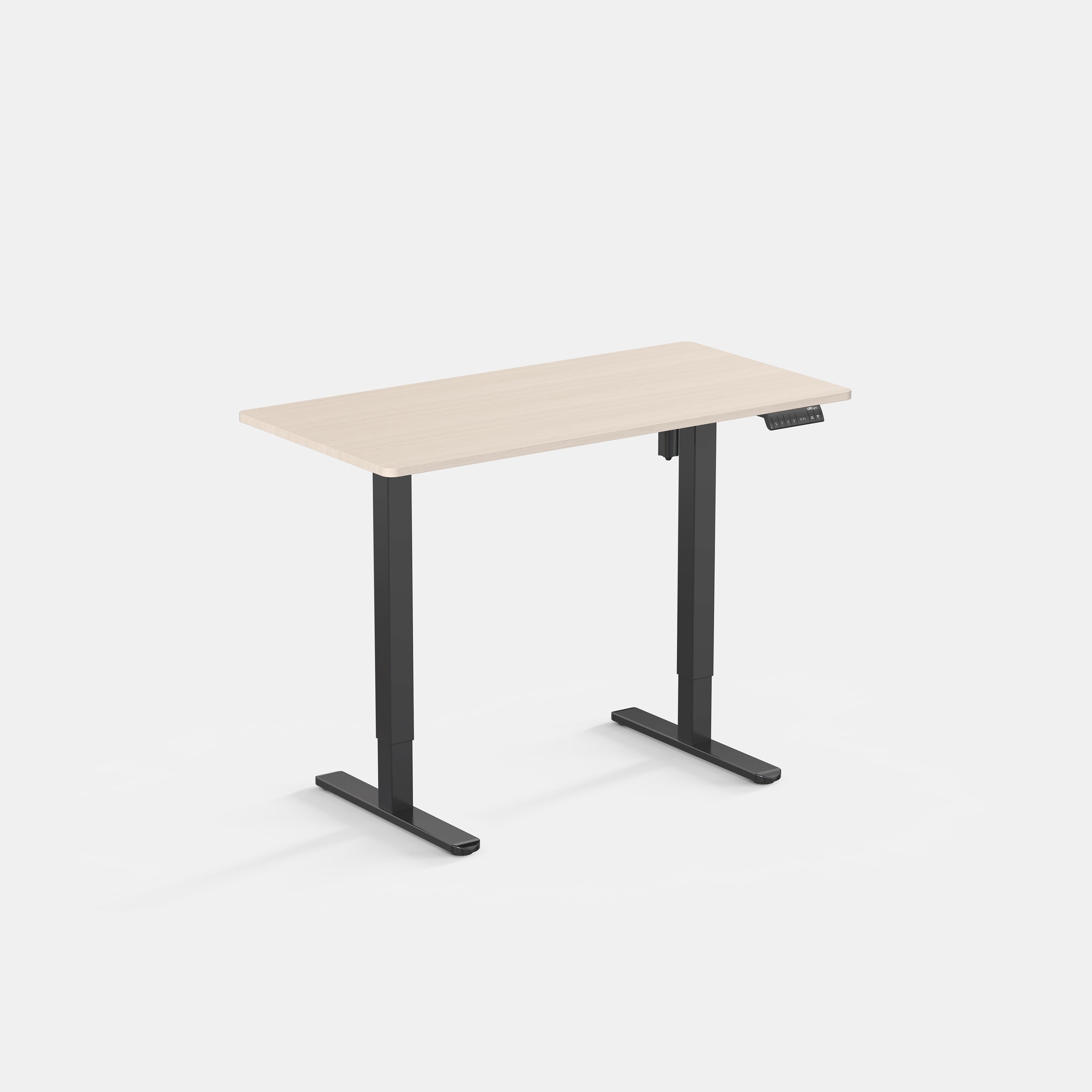 LiftSync Classic Electric Standing Desk With Light Oak Desktop and Black Desk Frame