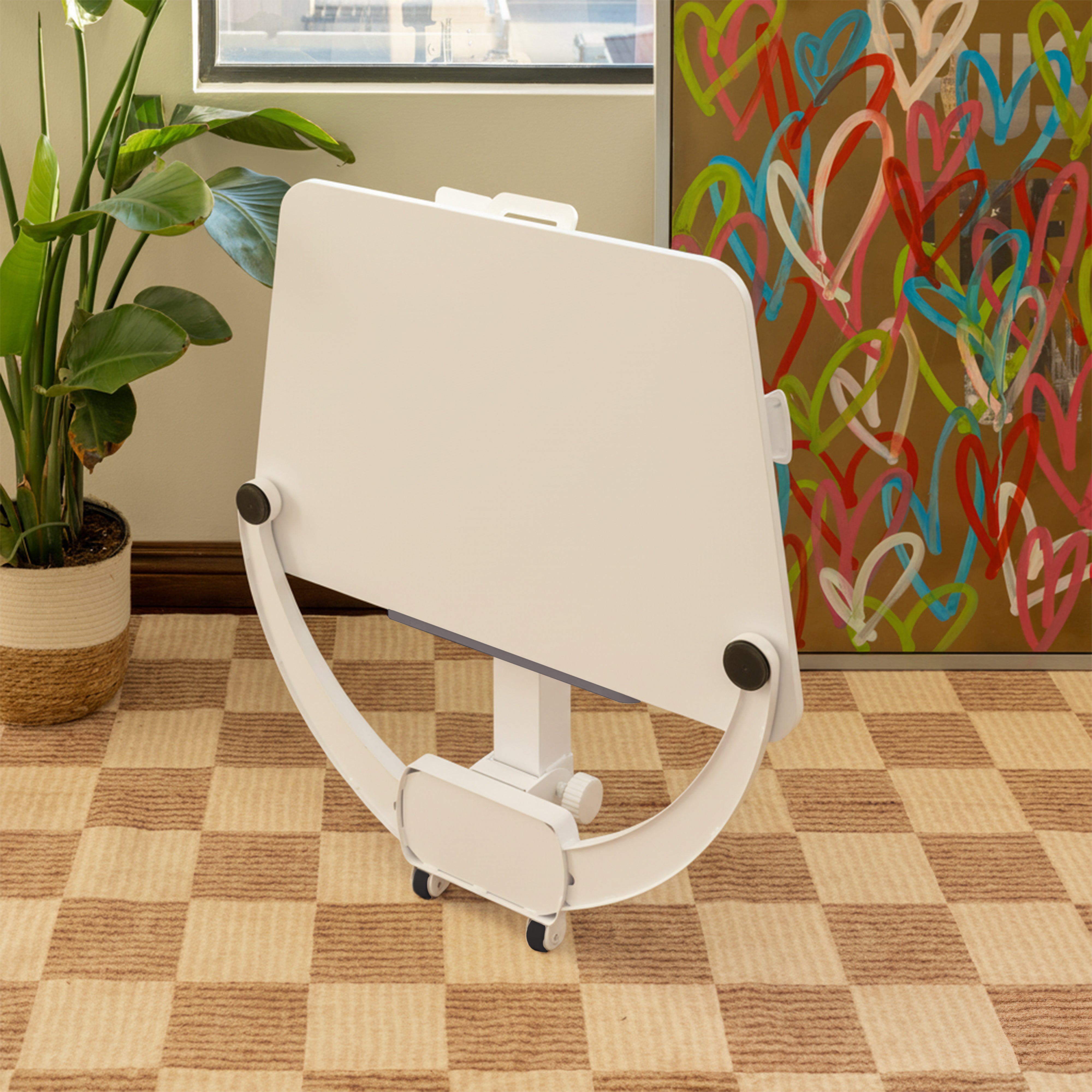 ergonomic mobile desk, sofa side desk, white