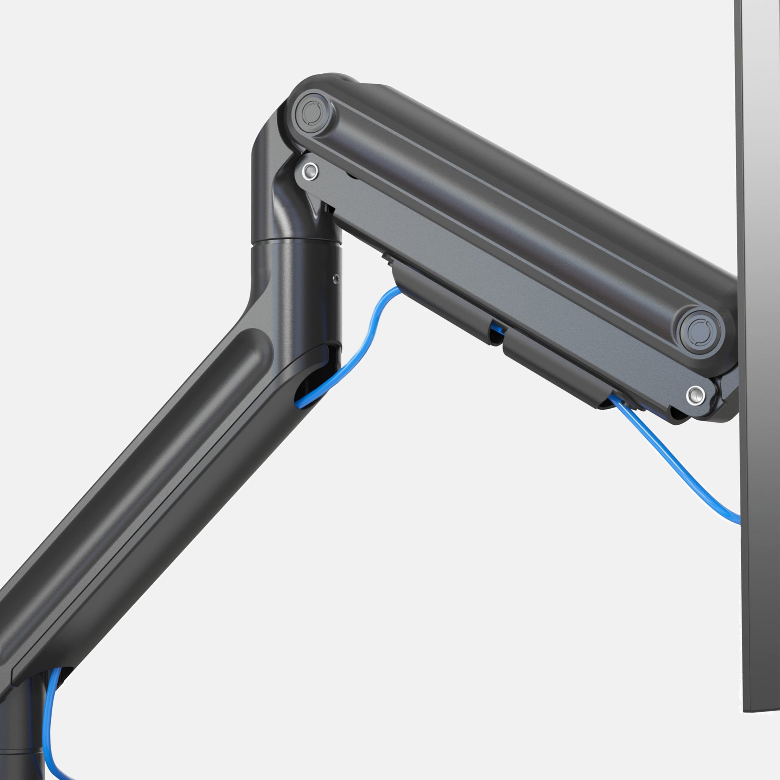 LiftSync Mount Dual monitor arm in black with cable management and dual monitor support