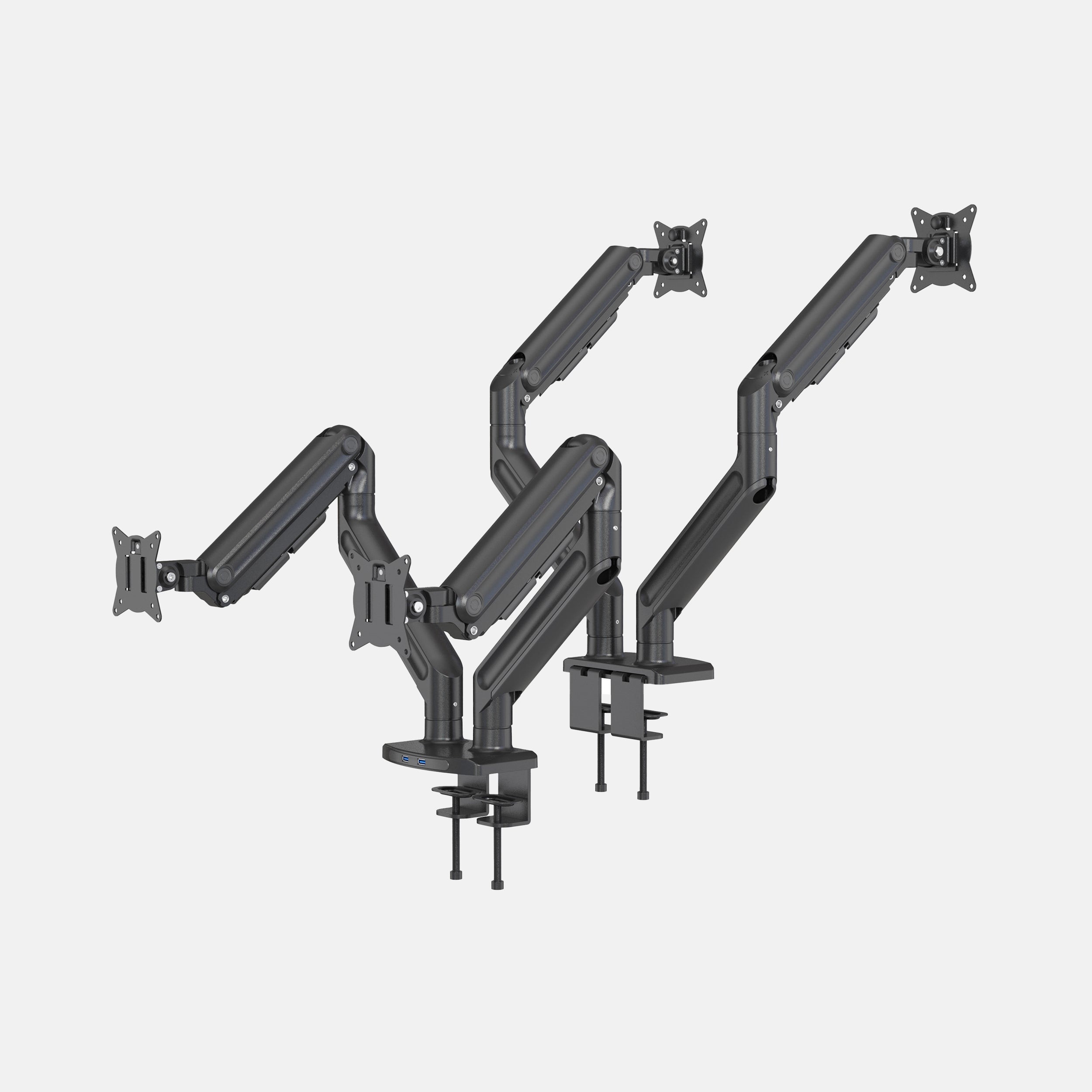 LiftSync Mount Dual monitor arm in black with USB ports and dual monitor support