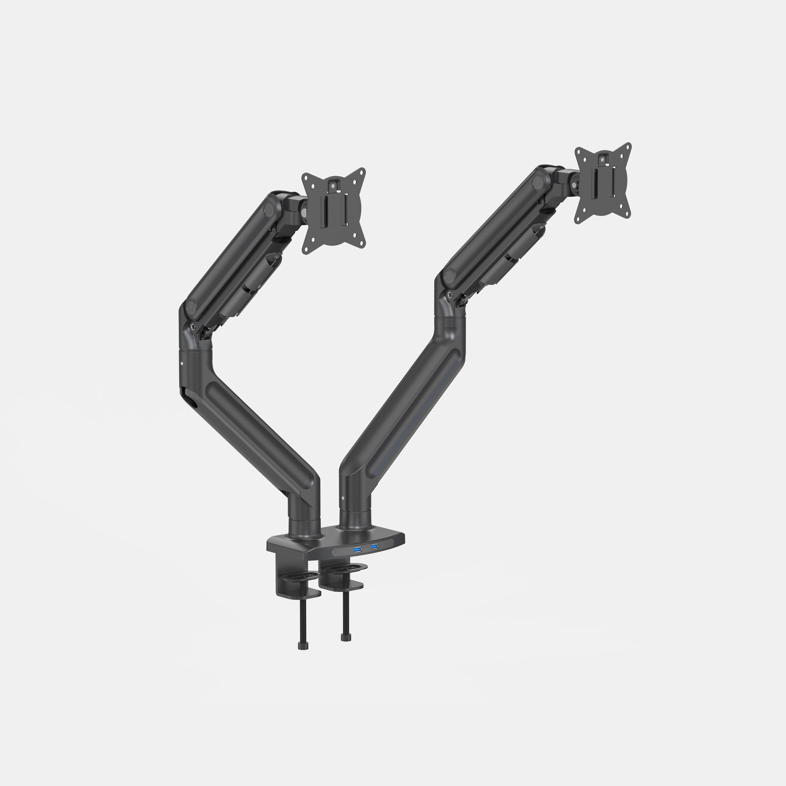 LiftSync Mount Dual monitor arm in black with USB ports and dual monitor support