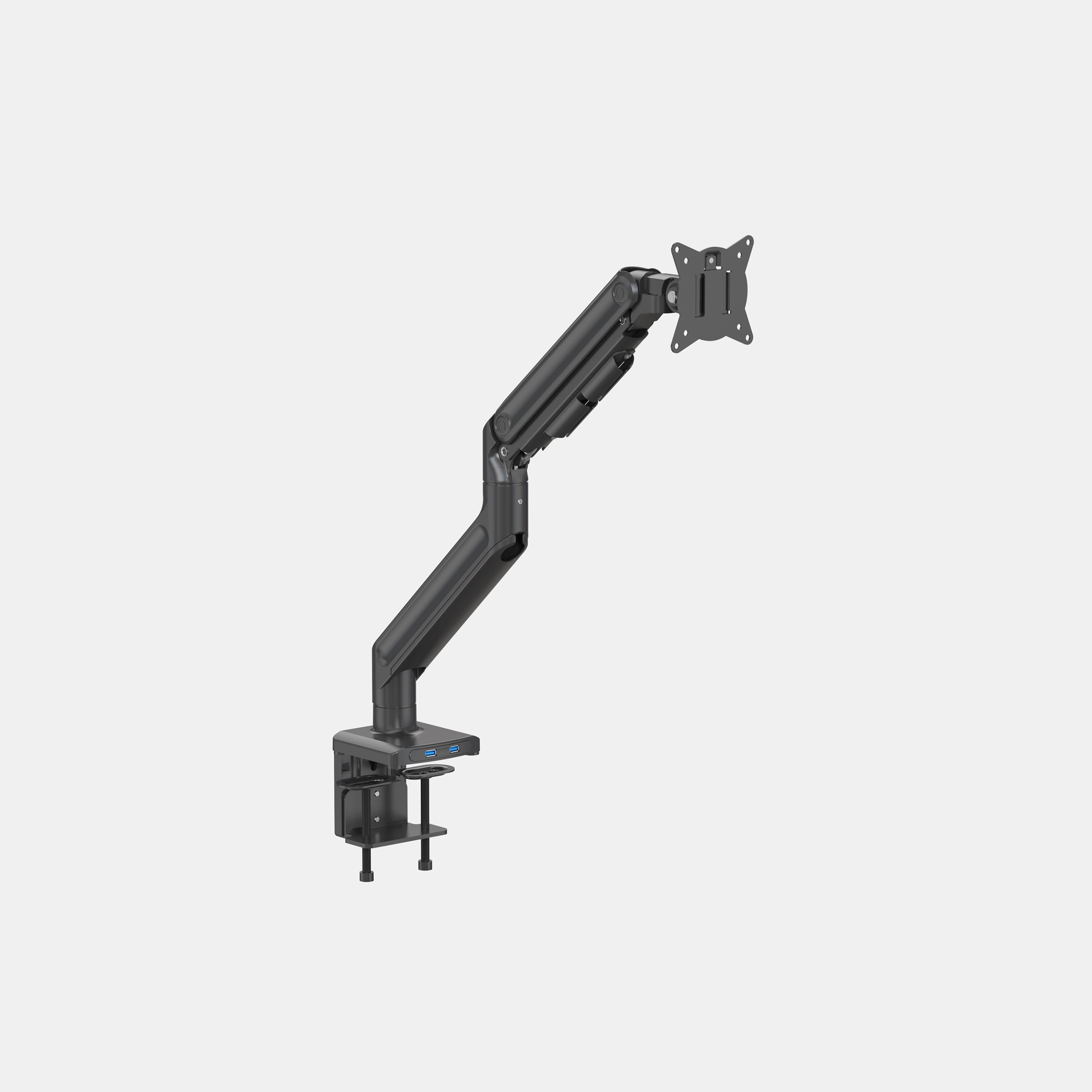 LiftSync Mount monitor arm with dual USB ports and cable management, black finish