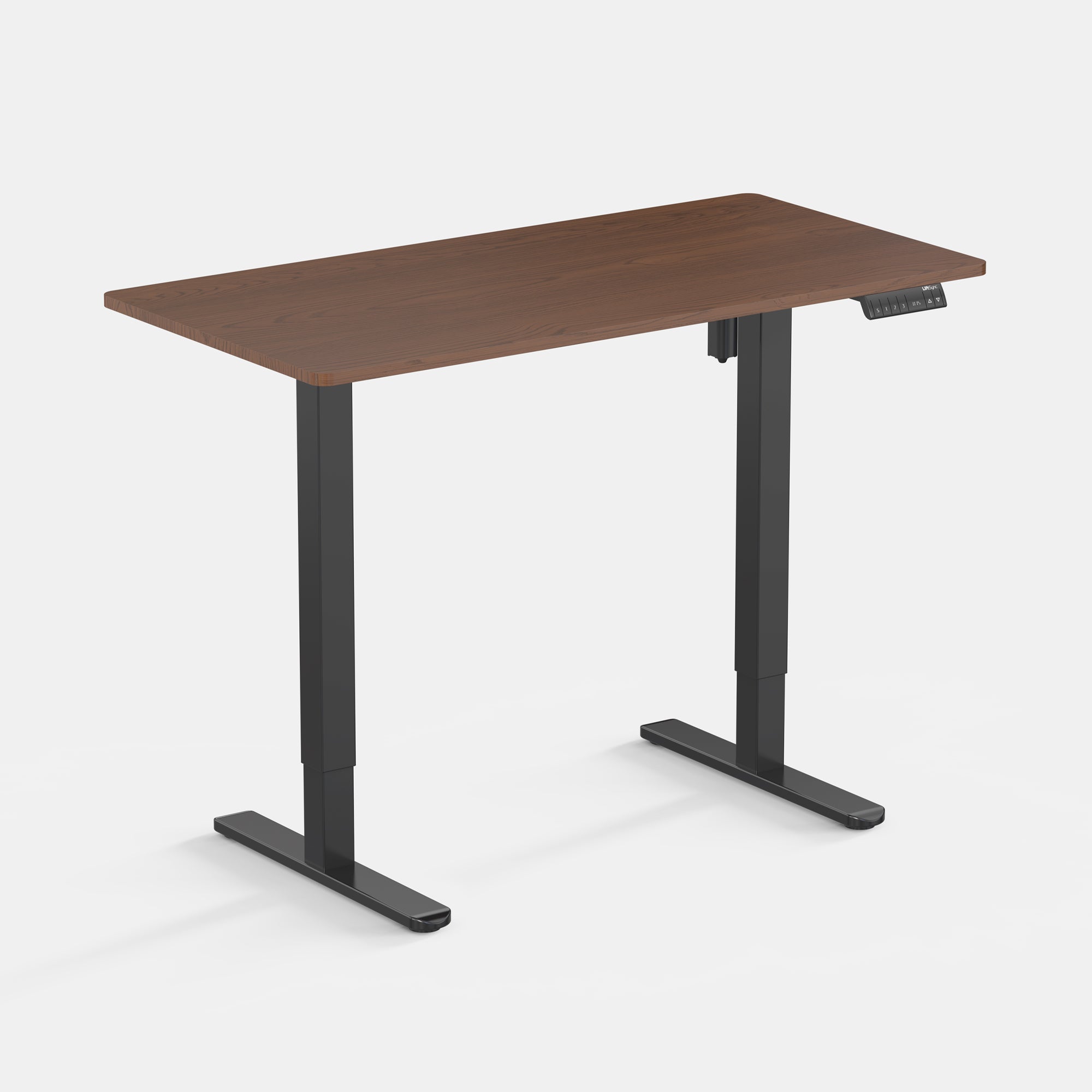 LiftSync Classic Electric Standing Desk With Walnut Desktop and Black Desk Frame