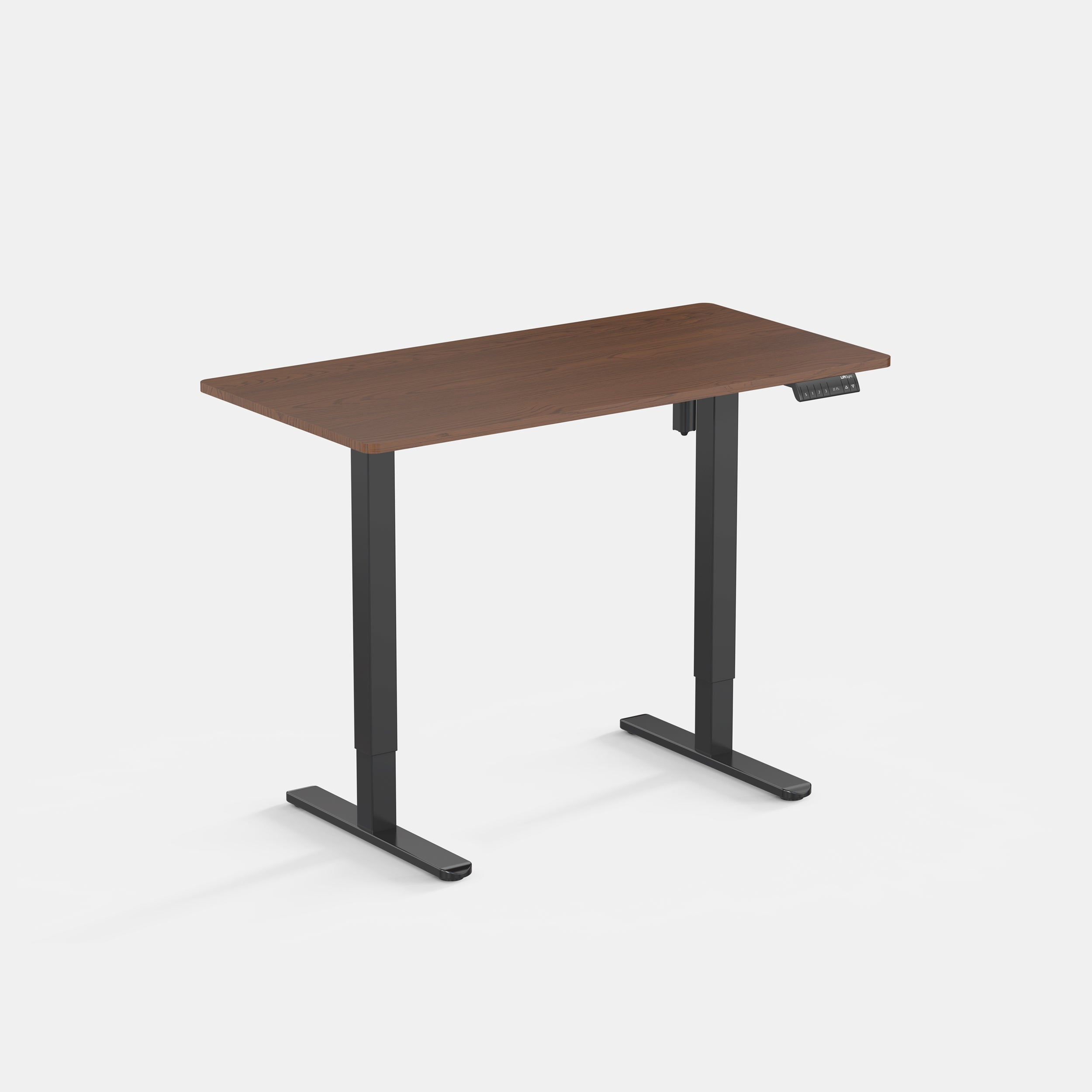 LiftSync Classic Electric Standing Desk With Walnut Desktop and Black Desk Frame