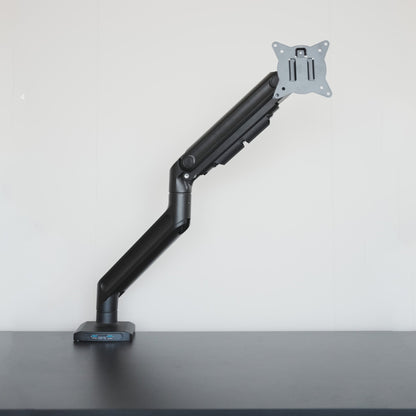 LiftSync Mount monitor arm with dual USB ports and cable management, black finish