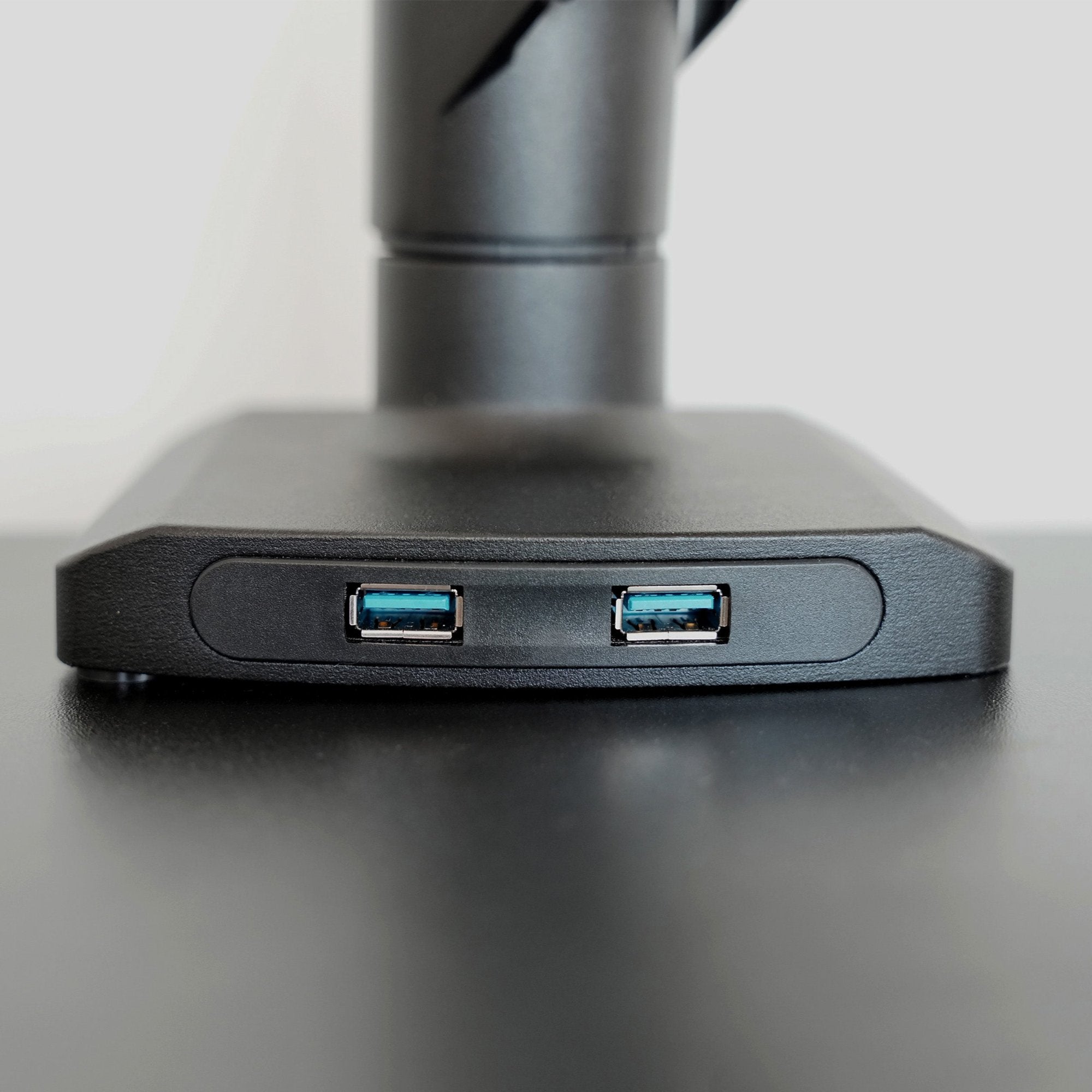 LiftSync Mount monitor arm with dual USB ports, black finish