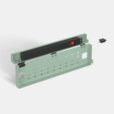 Green electronic panel with connectors on a white background