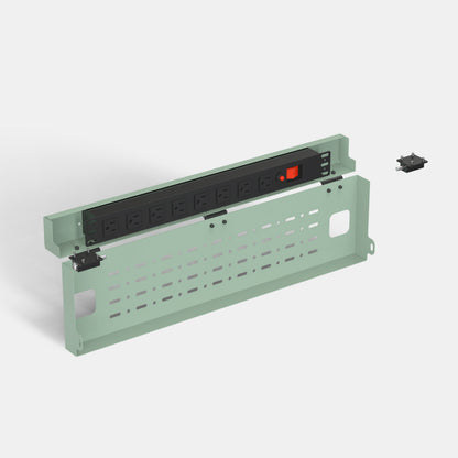 Green electronic panel with connectors on a white background