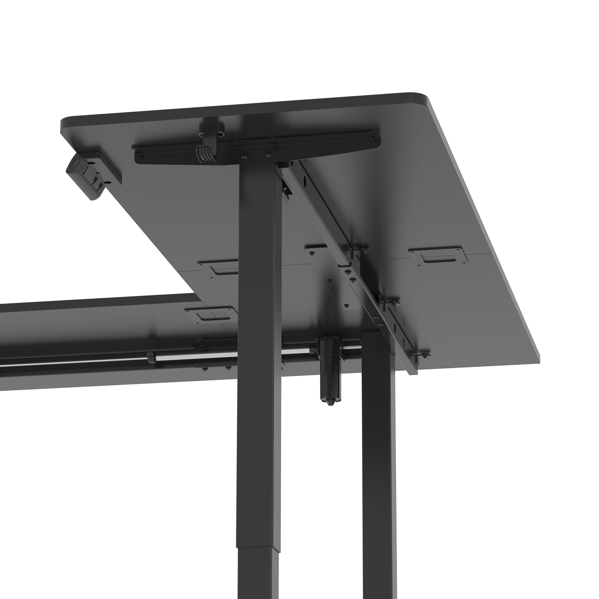 LiftSync Pro L standing desk in black with L-shape design