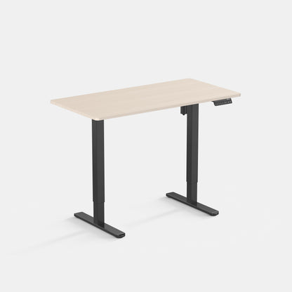 LiftSync Classic Electric Standing Desk With Light Oak Desktop and Black Desk Frame