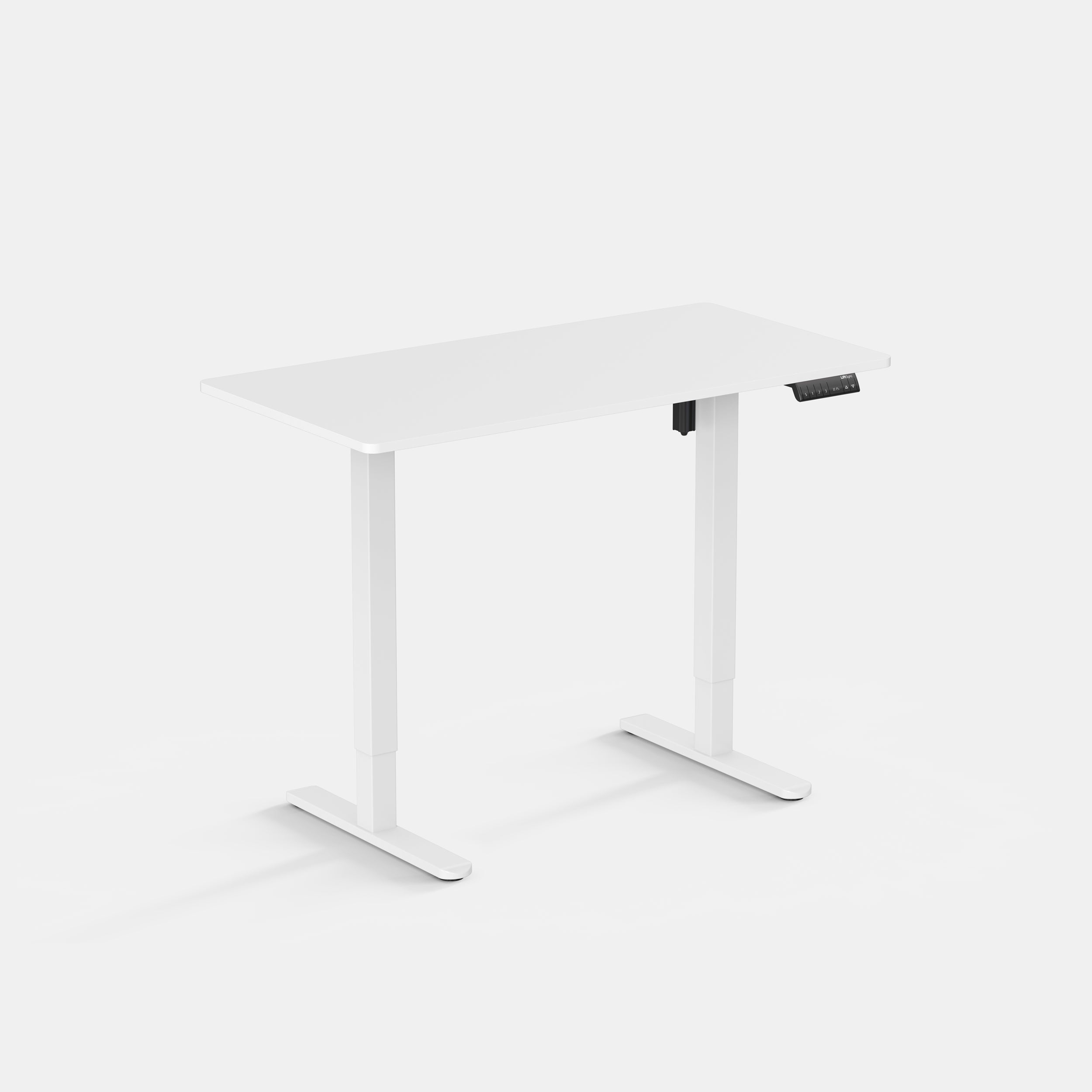 LiftSync Classic Electric Standing Desk With White Desktop and White Desk Frame