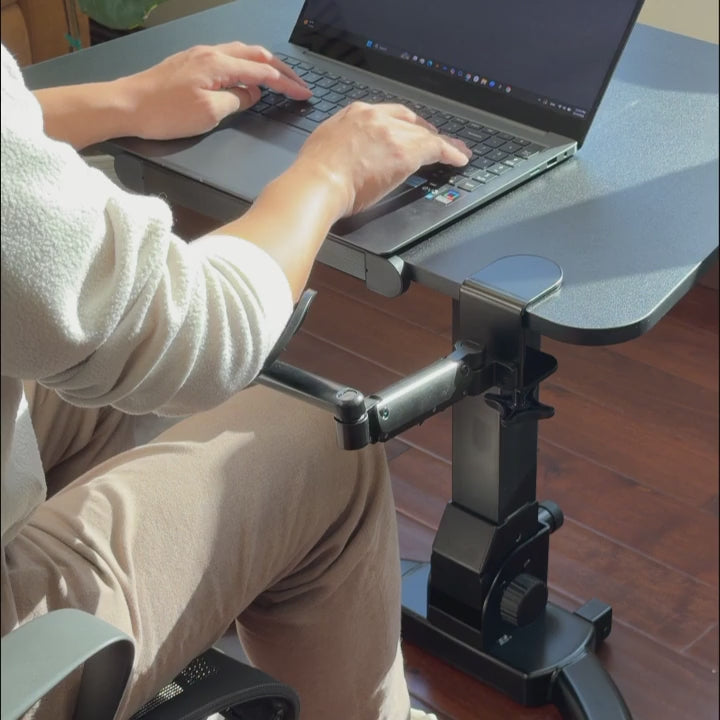 Mobile Plus mobile standing desk with arm rest