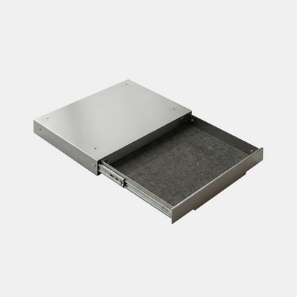 Metallic drawer or compartment on a white background